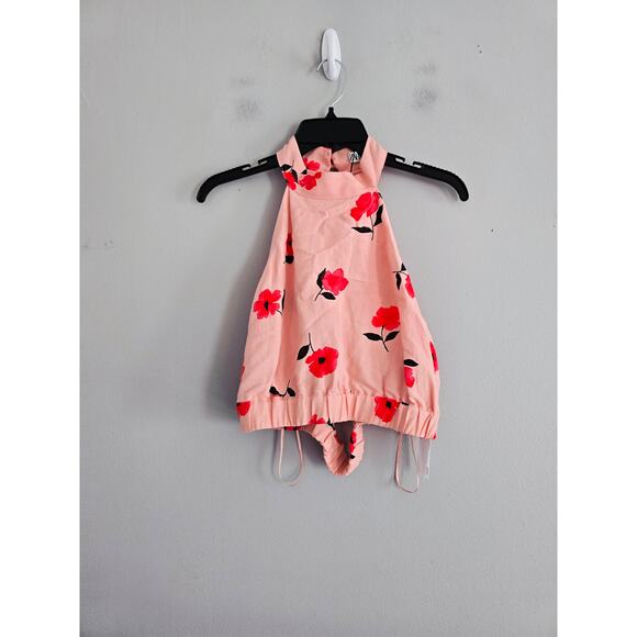 Zara Pink Floral Open Back Top L NWT - Picture 1 of 3